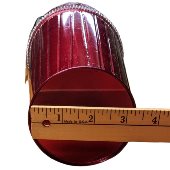 Debi Lilly Bright Rich Red Metallic Royal Jewelled Metal Vase - Picture 6 of 7